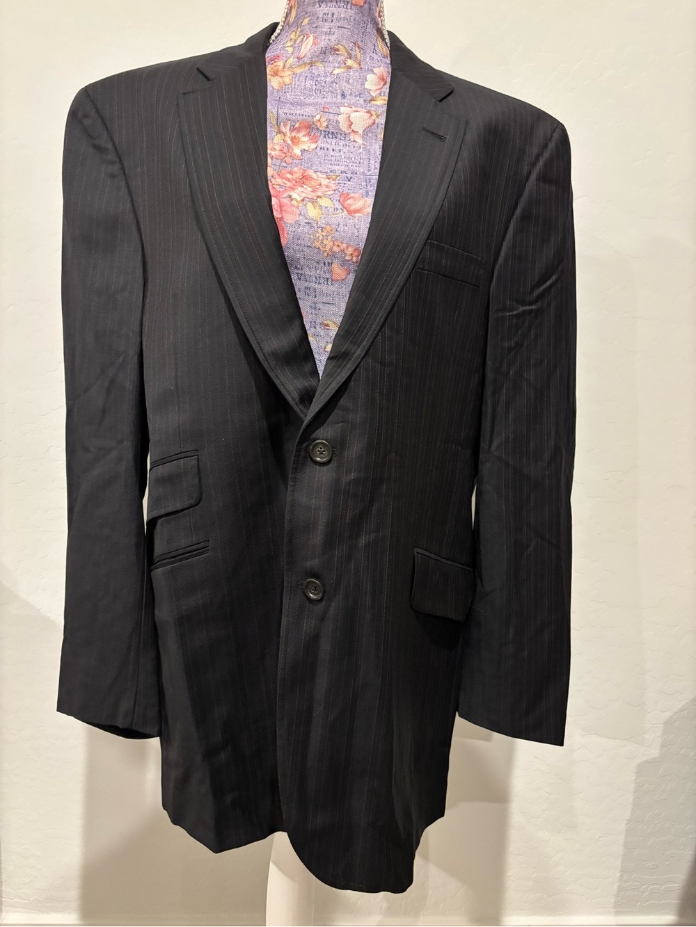 Burberry Men's Navy Pinstripe Two-Button Blazer